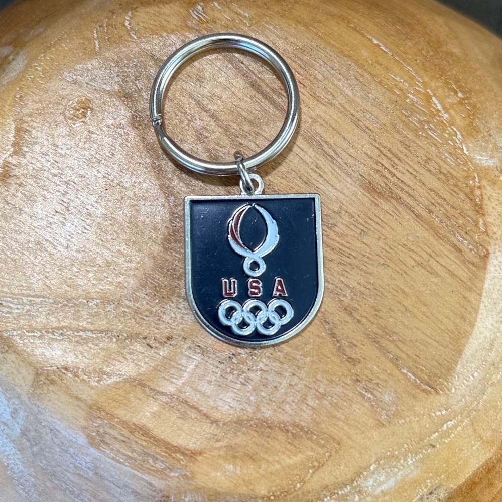 USA Olympics Keychain AMINCO Team Sports‎ Black Silver Logo Key Ring